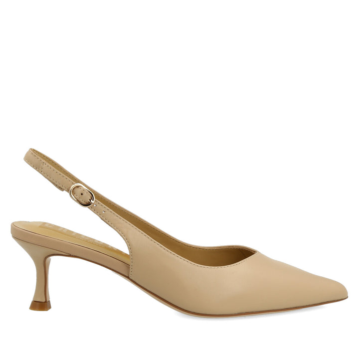 Decolté Chanel in Nappa Beige tacco 5