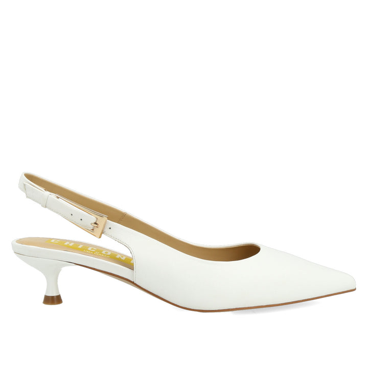 Decolté Chanel in Nappa Bianca con Fibbia Tacco 3